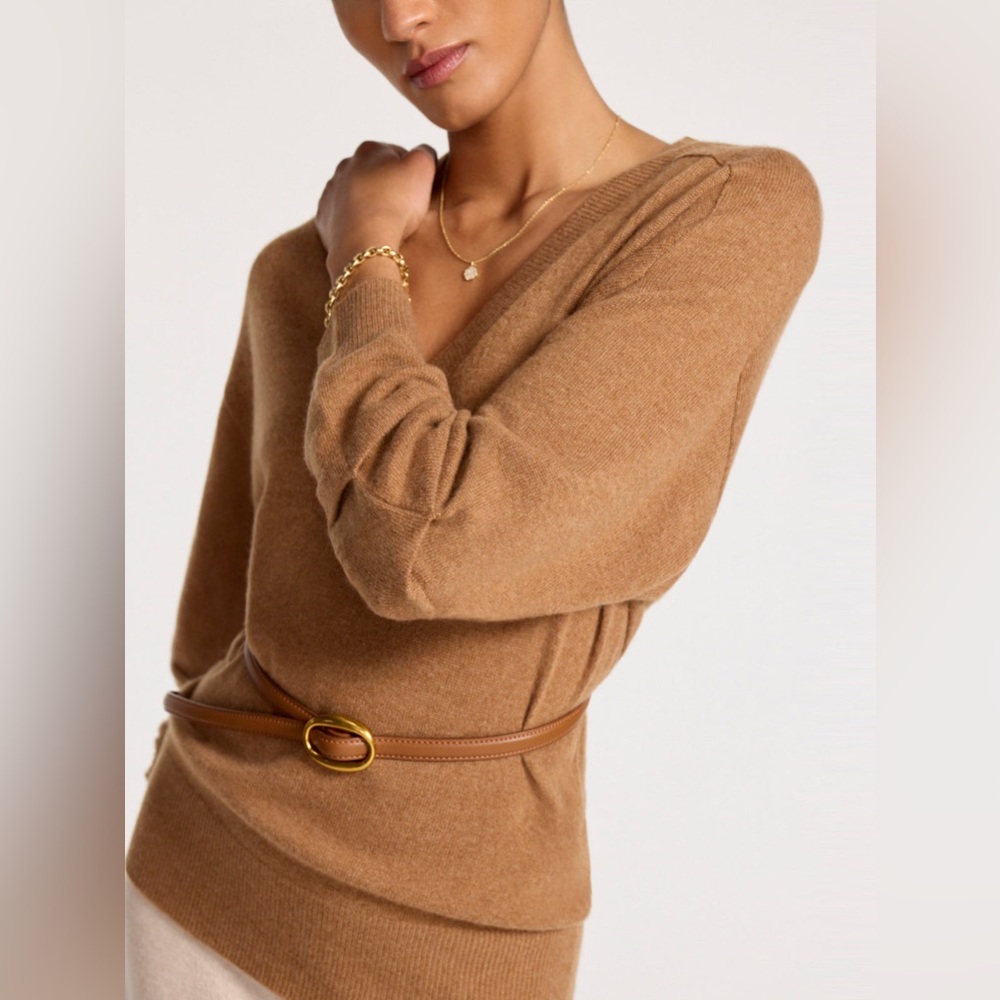 Brochu Walker The Ennes Ruched Cashmere Sweater Toffee Mélange | S - Picture 2 of 8